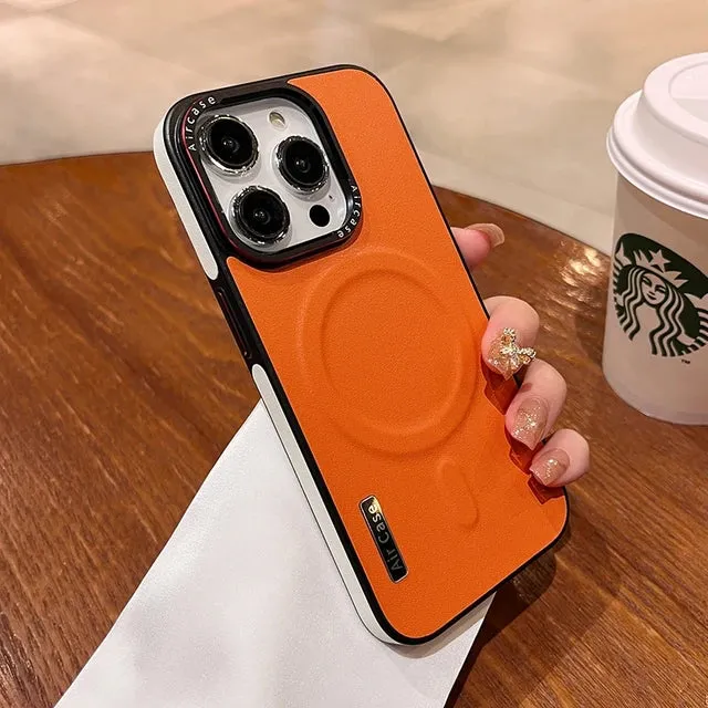 10492 2t-014 Funda de cuero Magsafe de doble Color para iPhone