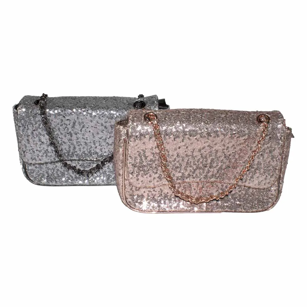 Cartera Mediana Lentejuelas Asfalto