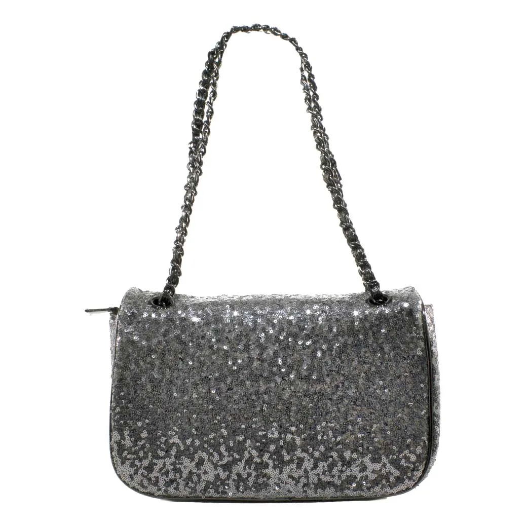 Cartera Mediana Lentejuelas Asfalto