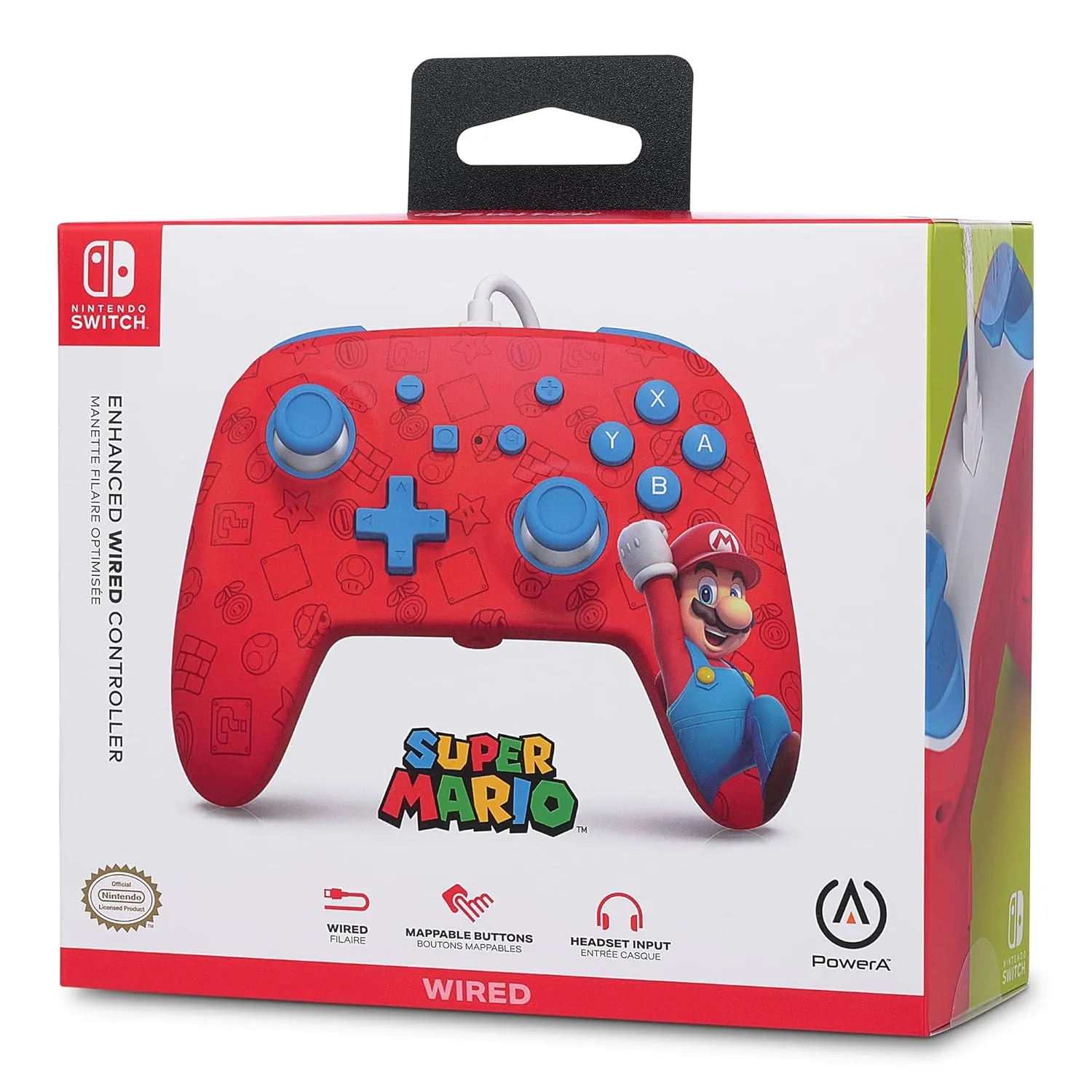 PowerA Enhanced Wired Controller for Nintendo Switch - Woo-hoo! Mario, Gamepad, game controller, wired controller, officially licensed