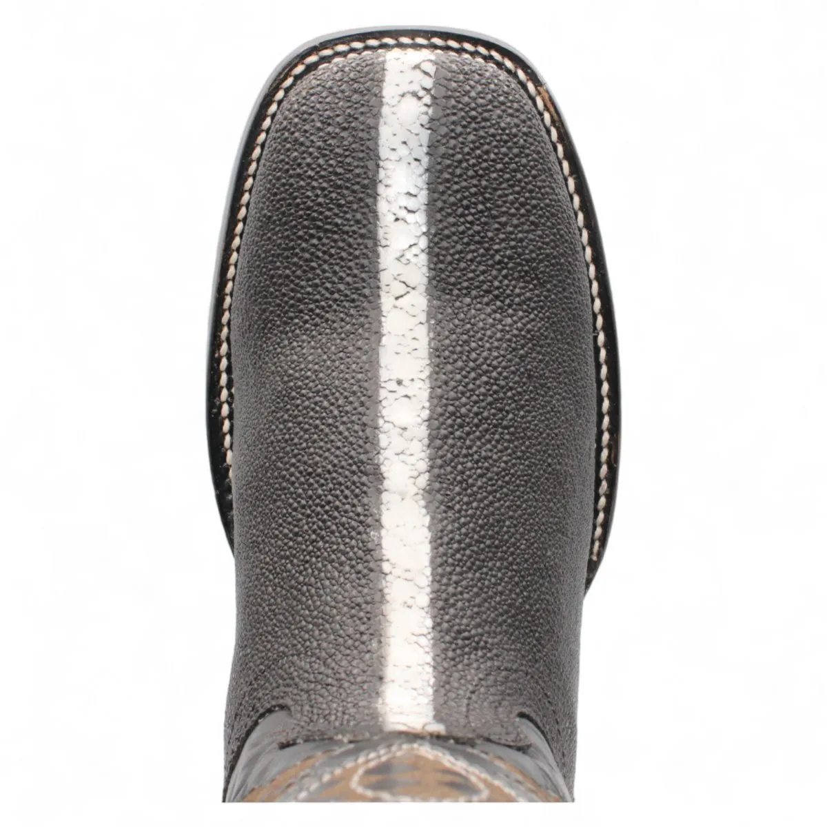 Rowstone Stingray Print Square Toe Boots - Black
