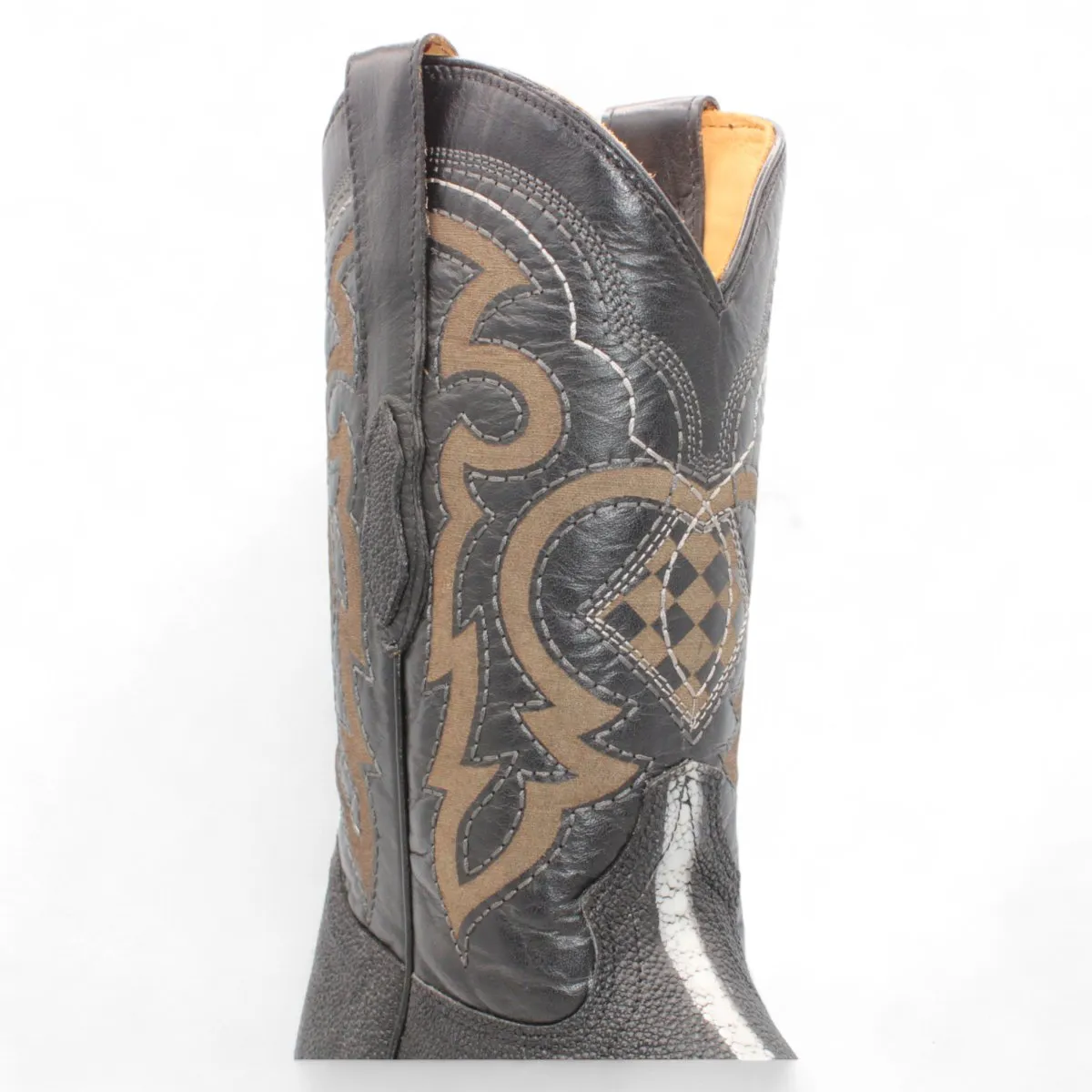 Rowstone Stingray Print Square Toe Boots - Black