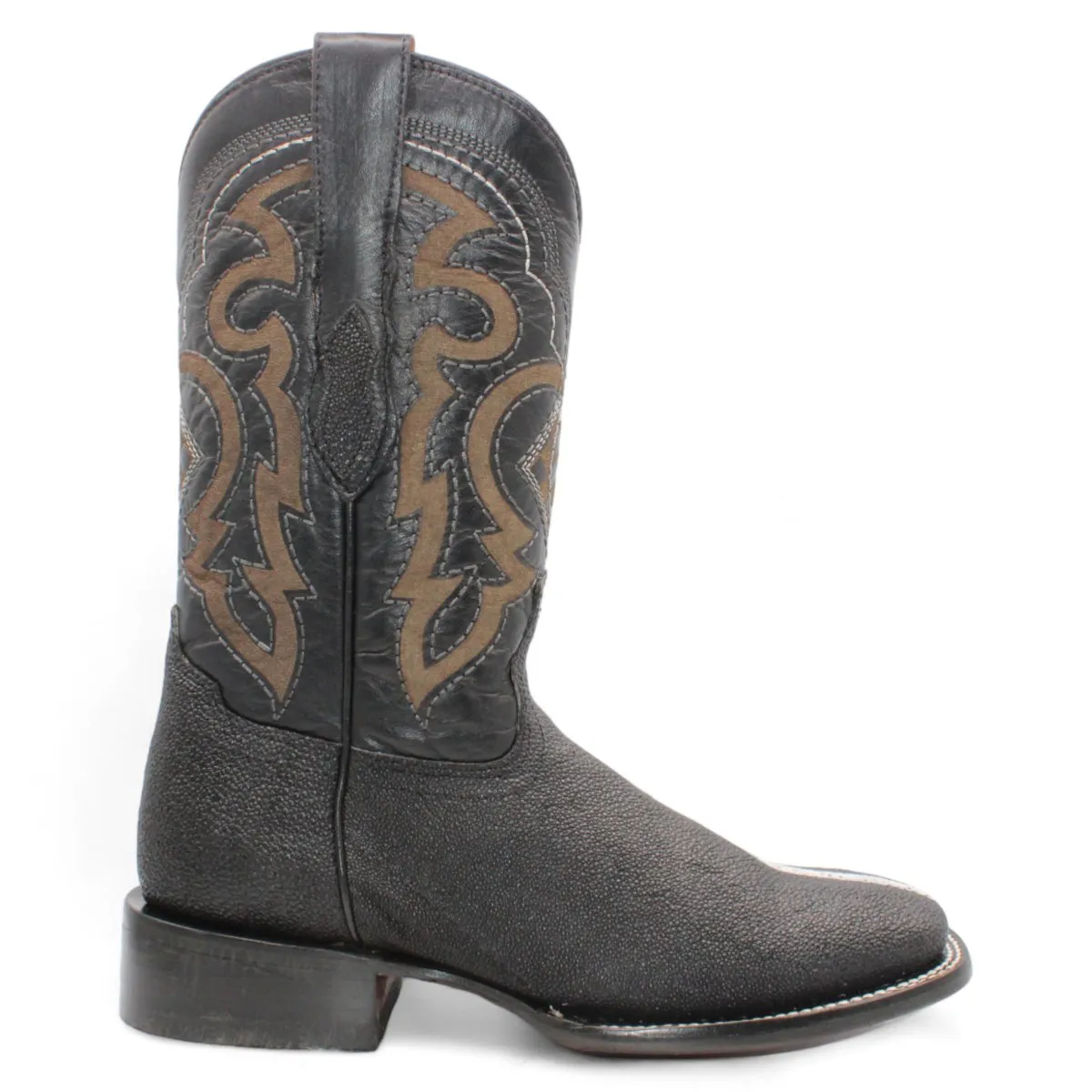 Rowstone Stingray Print Square Toe Boots - Black