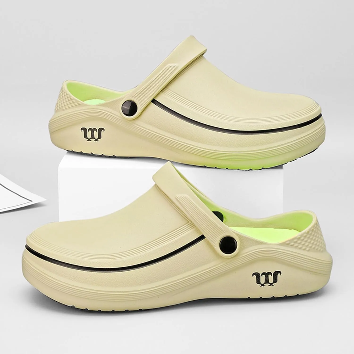 SECHRITE Men's Women's Work Clogs - Unisex Garden Chef Shoes Non Slip Waterproof Nurse Kitchen Food Service Shoes