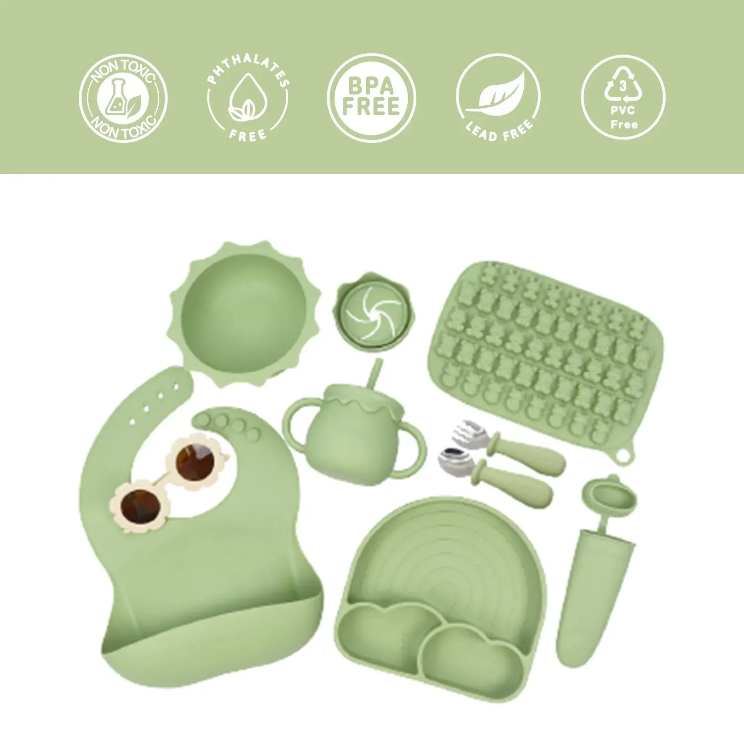 Set Alimentación Summer Silicona Verde, Bebesit