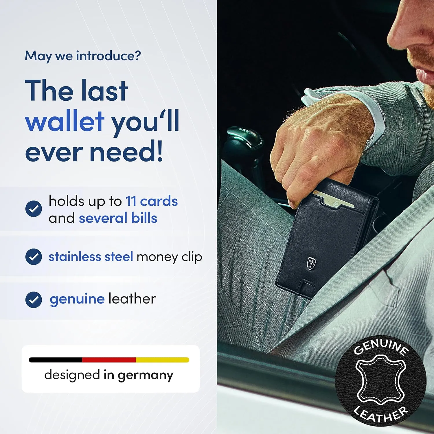 TRAVANDO Mens Slim Wallet with Money Clip AUSTIN RFID Blocking Bifold Credit Card Holder for Men with Gift Box