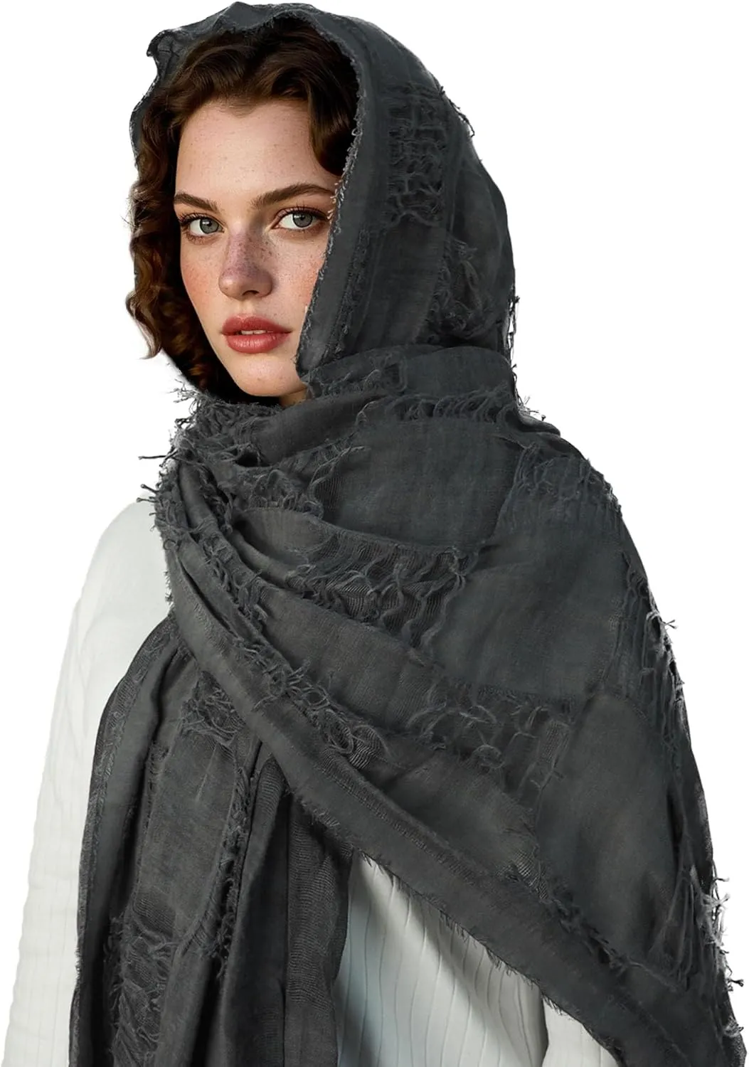 Wrap Dune Wasteland Hooded Shawl With Viking Brooch | Cowl Scarf Rogue Medieval Cloak Renaissance Costume Cape Accessories