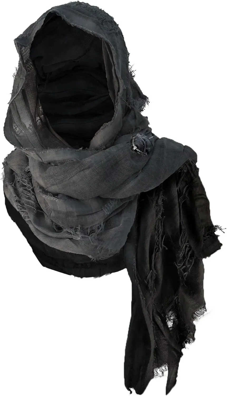 Wrap Dune Wasteland Hooded Shawl With Viking Brooch | Cowl Scarf Rogue Medieval Cloak Renaissance Costume Cape Accessories